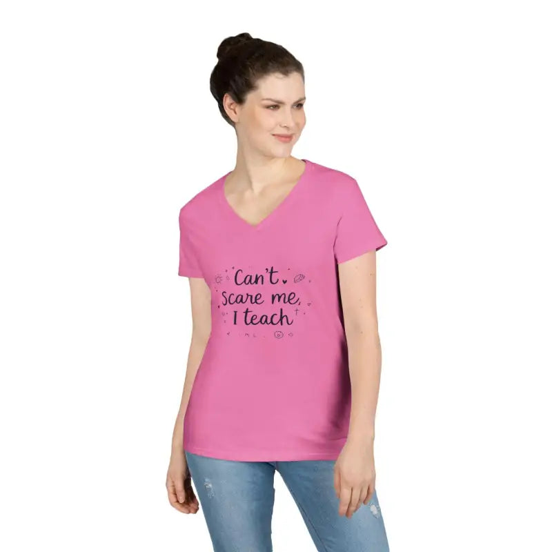 Funny Teacher V Neck T Shirt Can't Scare Me I Teach Colors - Ocean State Styles