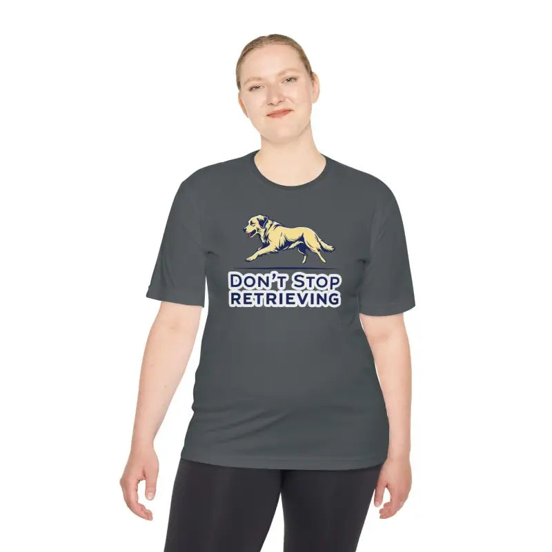Gray T-shirt with dog graphic from Teal Moisture Wicking Dog Lovers T Shirt collection