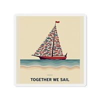 Together We Sail Sailboat Art Magnet Custom Vinyl Design - Ocean State Styles