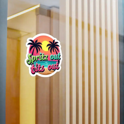 Tropical Beach Neon Vinyl Sticker showcasing vibrant tropical-themed design