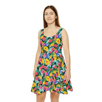 Tropical Floral Women's Skater Dress for Summer Fun Vibes - Ocean State Styles