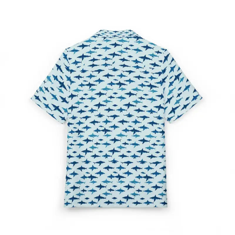 Short-sleeved Tropical Shark Print Unisex Hawaiian Button Down Shirt showcasing vibrant design