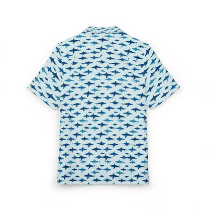 Short-sleeved Tropical Shark Print Unisex Hawaiian Button Down Shirt showcasing vibrant design
