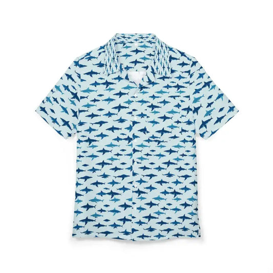 Tropical Shark Print Unisex Hawaiian Button Down Shirt - Ocean State Styles