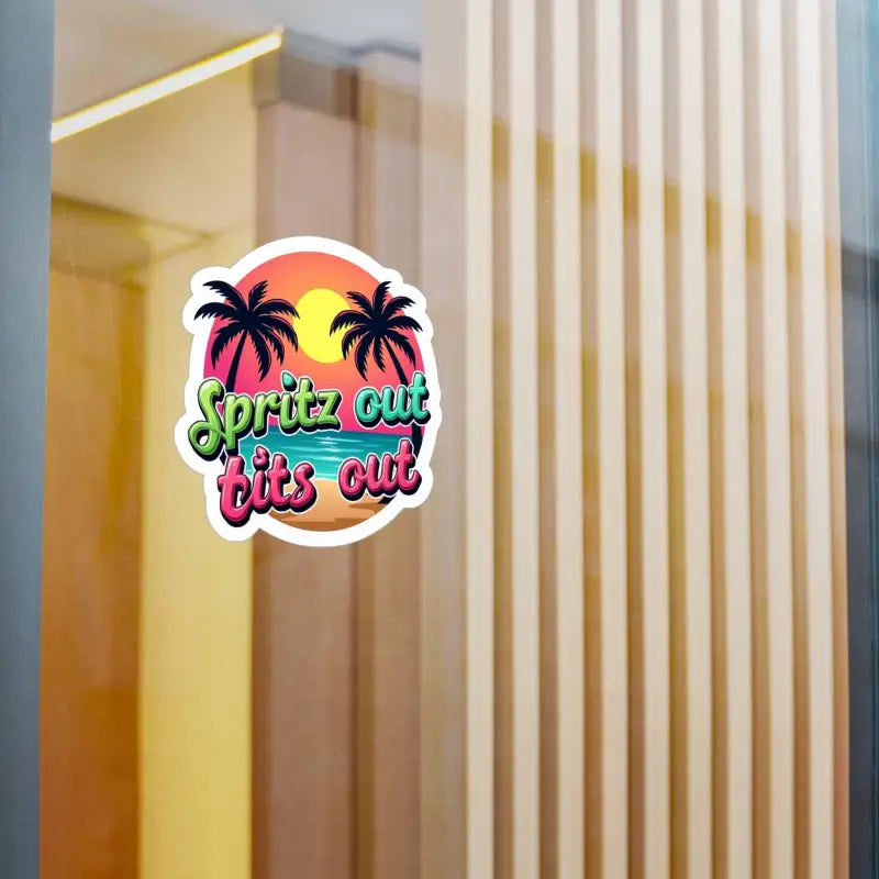 Tropical Sunset Neon Vinyl Sticker featuring vibrant tropical-themed design elements