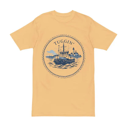 Yellow T-shirt featuring a tugboat graphic from the T-Shirt Collection with Tugboat Graphics