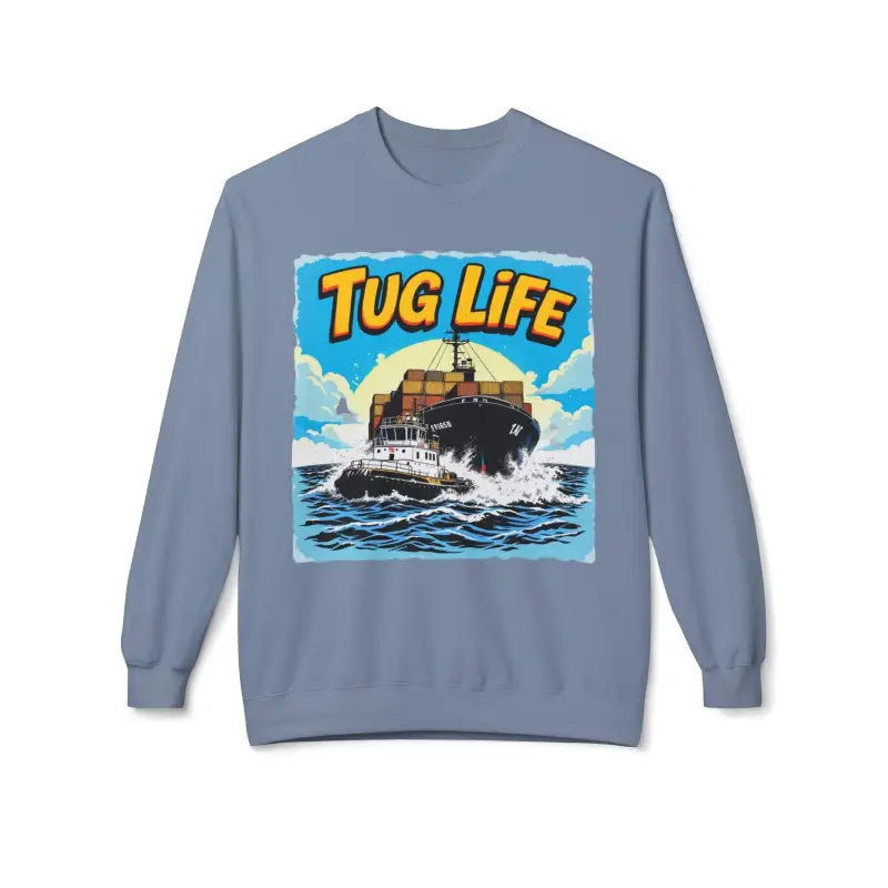 Tug Life Unisex Midweight Fleece Crewneck Sweatshirt Comfort - Ocean State Styles