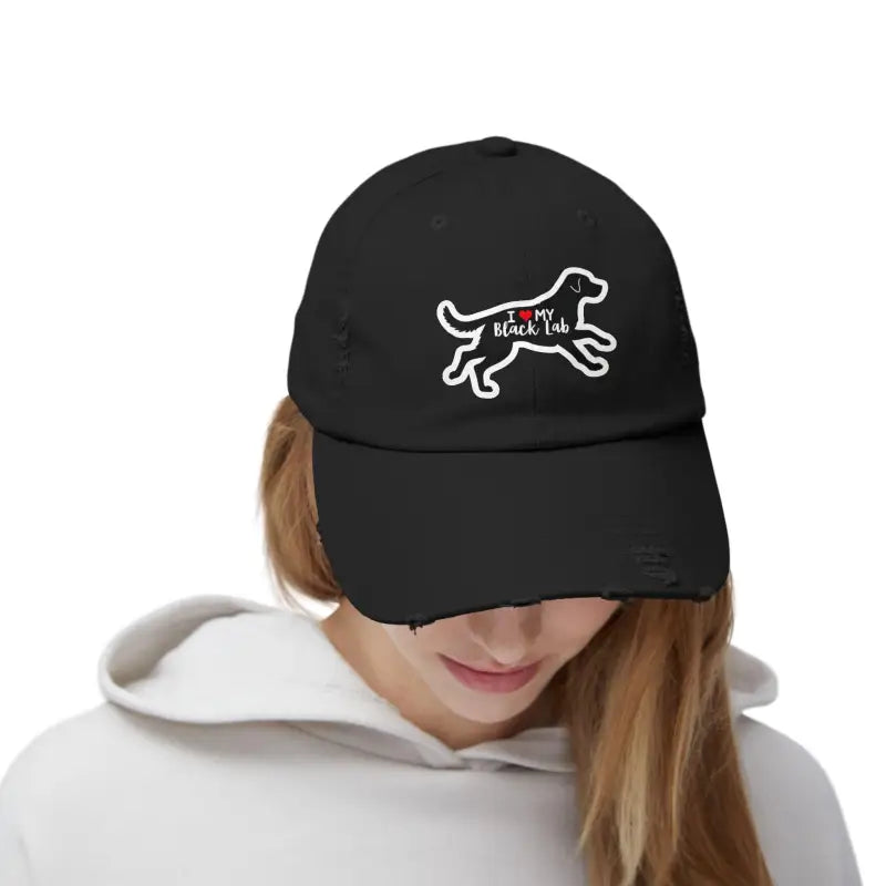 Unisex Black Lab Distressed Baseball Cap for Dog Lovers - Ocean State Styles