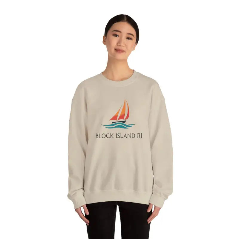 Unisex Crewneck Sweatshirt With Block Island Sailboat Design - Ocean State Styles