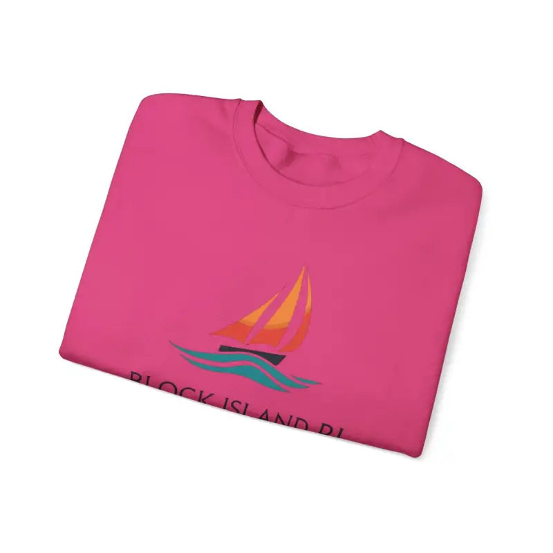 Unisex Crewneck Sweatshirt With Block Island Sailboat Design - Ocean State Styles