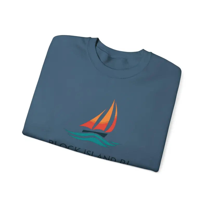 Unisex Crewneck Sweatshirt With Block Island Sailboat Design - Ocean State Styles