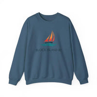 Unisex Crewneck Sweatshirt With Block Island Sailboat Design - Ocean State Styles