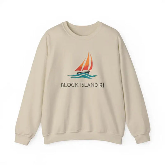 Unisex Crewneck Sweatshirt With Block Island Sailboat Design - Ocean State Styles