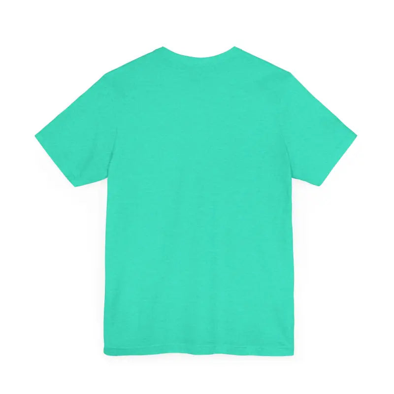 Aqua-colored unisex t-shirt featuring a funny coffee and chickens design