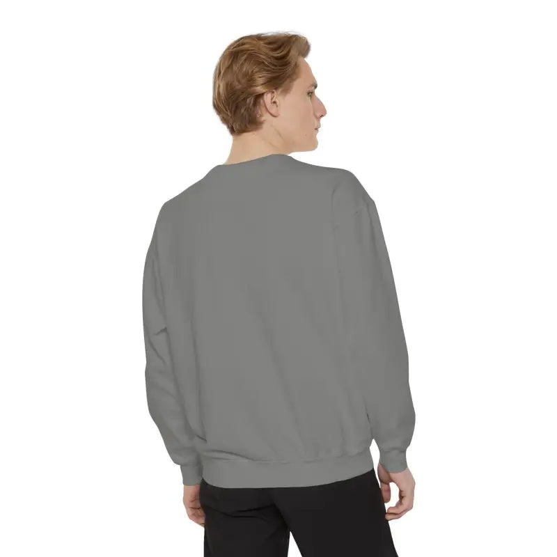 Gray crewneck sweatshirt from Unisex Garment Dyed Mountain Graphic Sweatshirt collection
