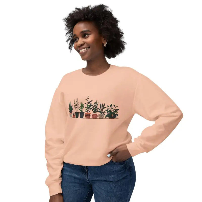 Unisex Lightweight Crewneck Sweatshirt with Potted Plant Design - Ocean State Styles