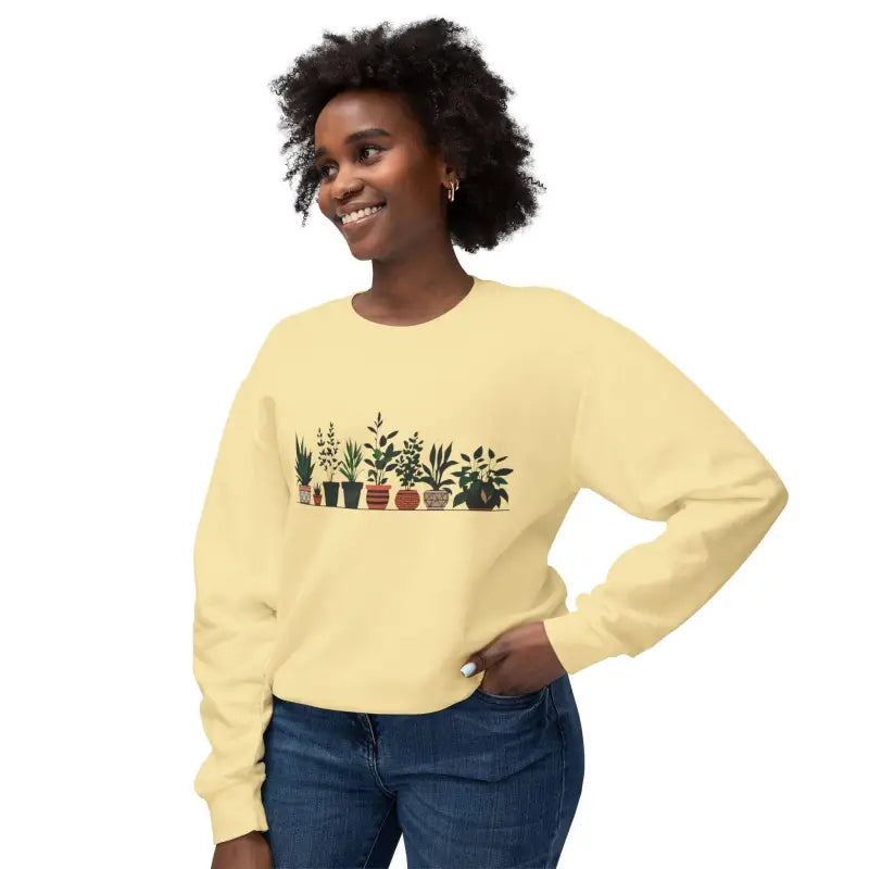 Unisex Lightweight Crewneck Sweatshirt with Potted Plant Design - Ocean State Styles