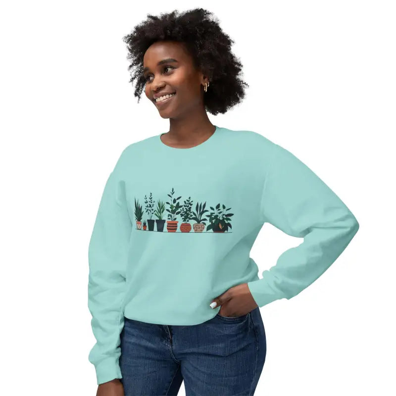 Unisex Lightweight Crewneck Sweatshirt with Potted Plant Design - Ocean State Styles