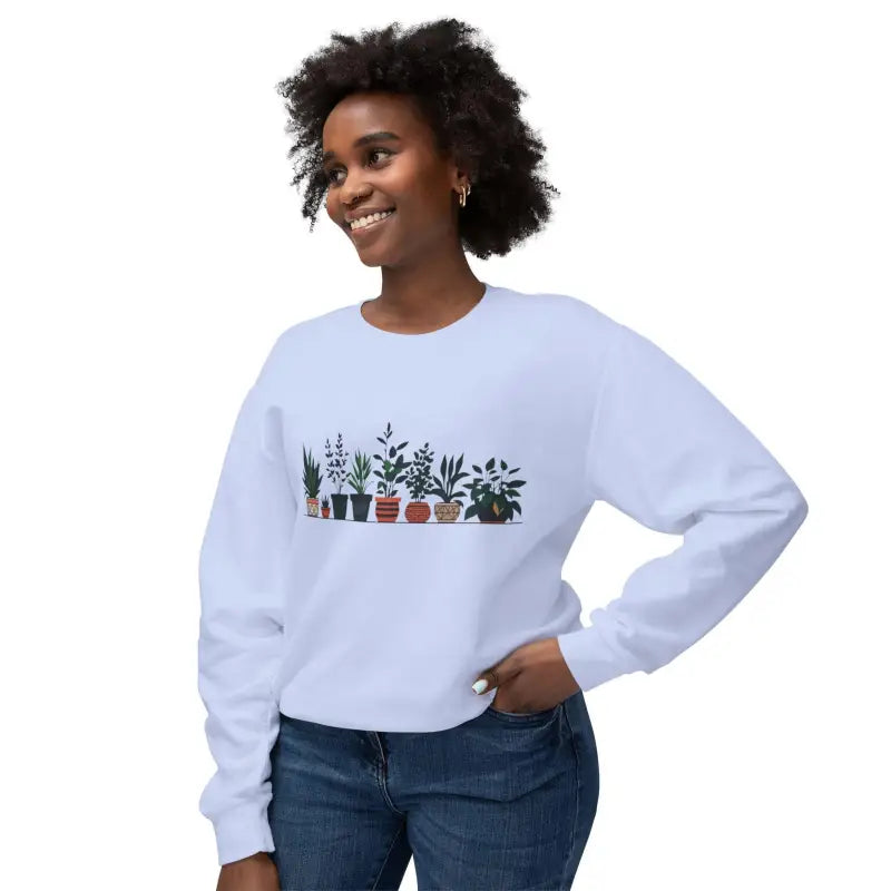 Unisex Lightweight Crewneck Sweatshirt with Potted Plant Design - Ocean State Styles