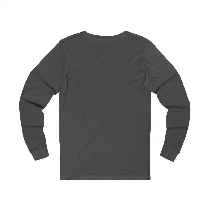 Dark gray unisex long sleeve T-shirt with crew neck for travel and adventure enthusiasts