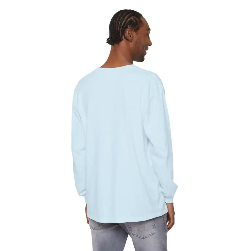 Light blue unisex long-sleeved shirt featuring a sailboat graphic design