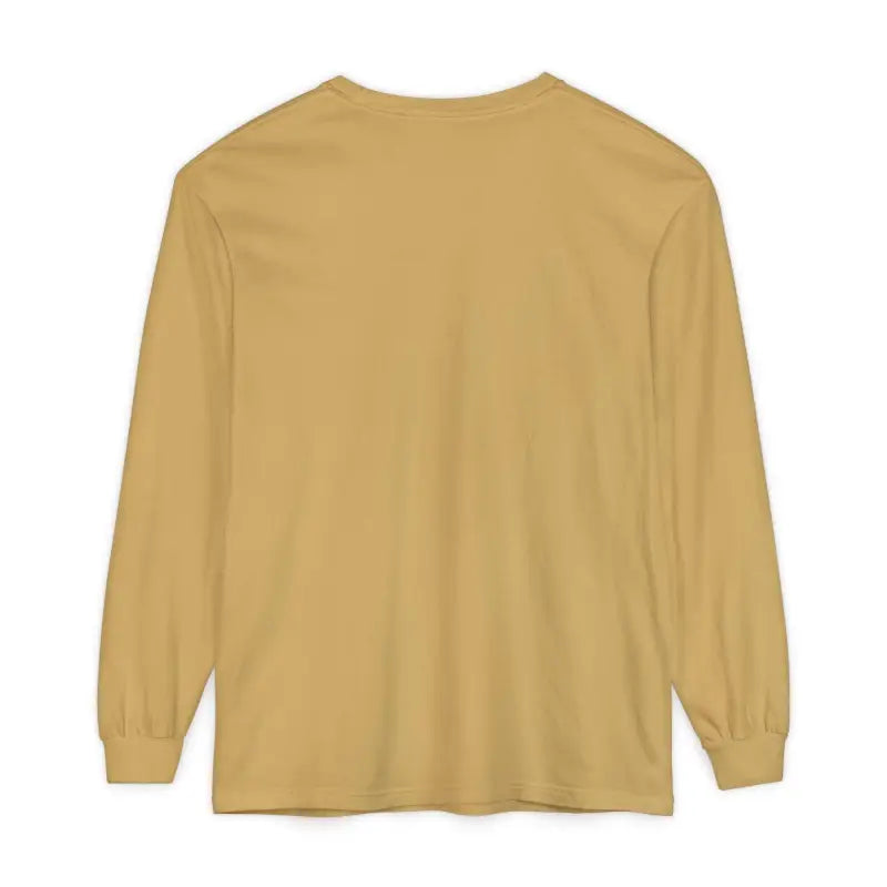 Mustard-colored Unisex Sailboat Graphic Long Sleeve Shirt for casual wear