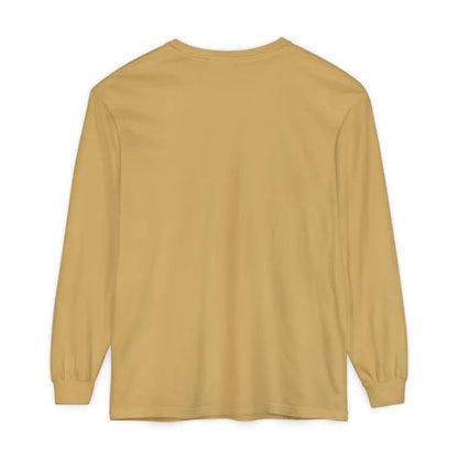 Mustard-colored Unisex Sailboat Graphic Long Sleeve Shirt for casual wear