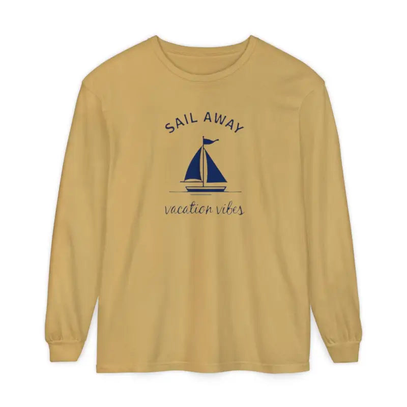 Unisex Sailboat Graphic Long Sleeve Shirt featuring a stylish sailboat design