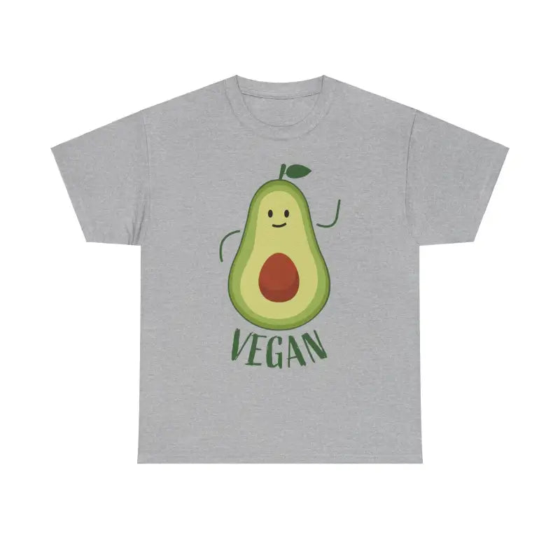 Gray Unisex Vegan T Shirt featuring an avocado graphic design