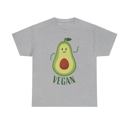 Gray Unisex Vegan T Shirt featuring an avocado graphic design