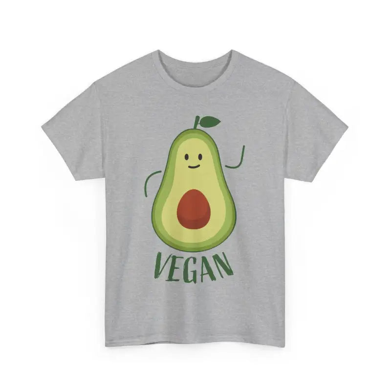 Gray Unisex Vegan T-Shirt featuring a stylish avocado graphic design