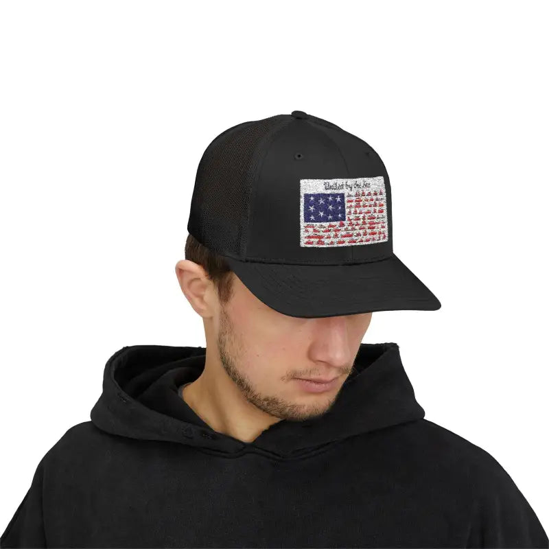United By The Sea Embroidered Snapback Cap For Beach Lovers - Ocean State Styles