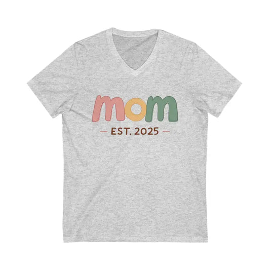 V Neck Tee Mom Est 2025 for New or Expecting Mothers - Ocean State Styles