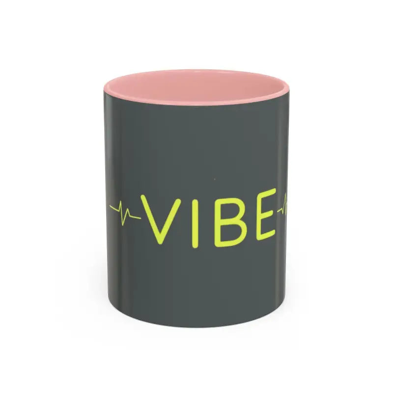 Gray Vibe Coffee Mug featuring a pink interior for stylish beverage enjoyment