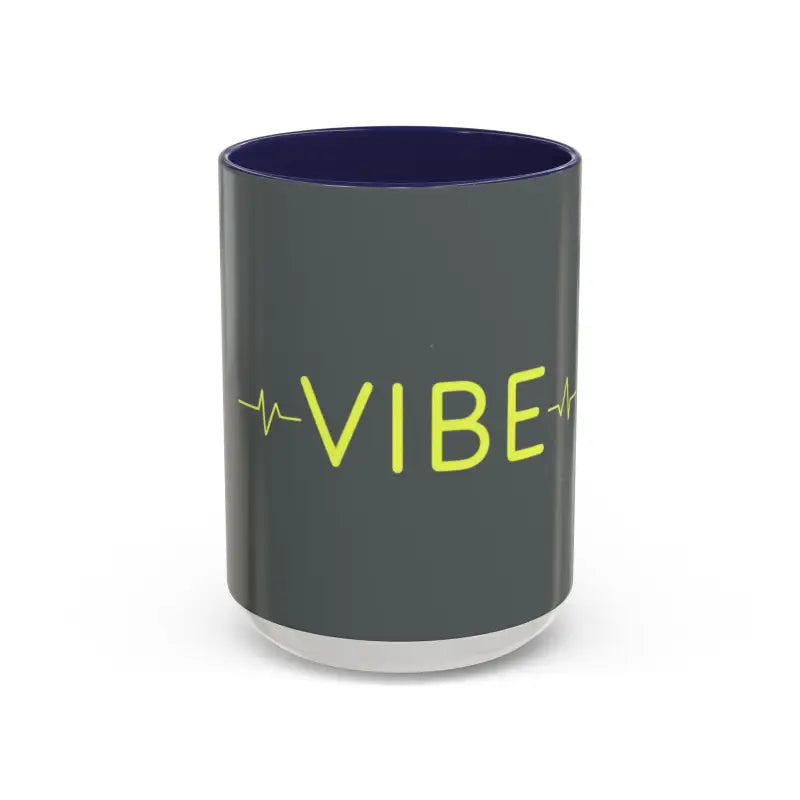Gray Vibe Coffee Mug with pink and blue interiors, showcasing modern design and style