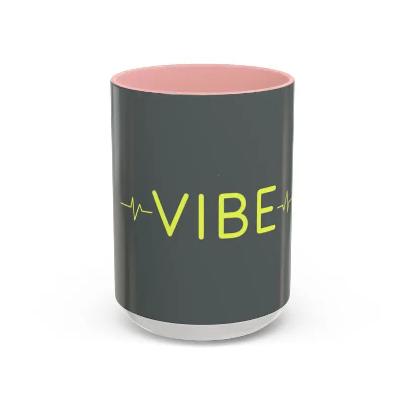 Gray Vibe Coffee Mug with pink interior ideal for stylish beverage enjoyment