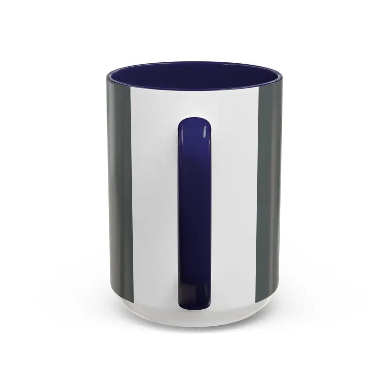 Two-tone ceramic Vibe Coffee Mug with pink and blue interiors displayed elegantly