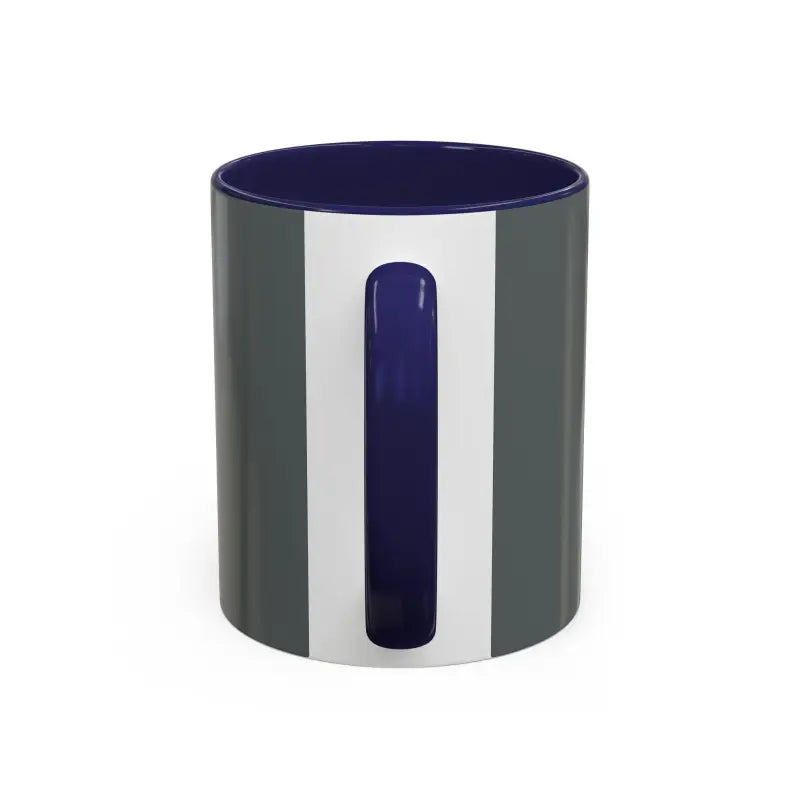 Gray and white Vibe Coffee Mug featuring a blue interior for stylish beverage enjoyment