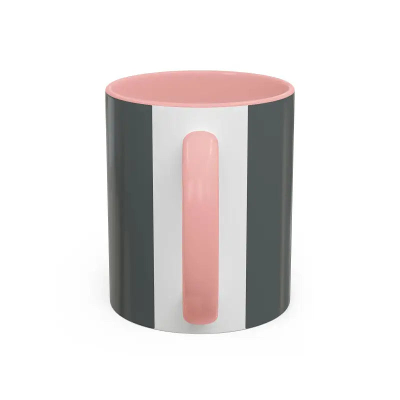 Gray and white mug with pink interior and handle from Vibe Coffee Mug collection