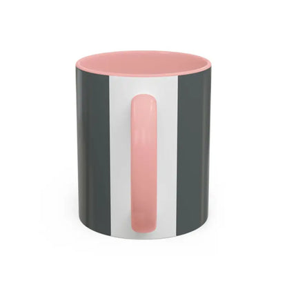 Gray and white mug with pink interior and handle from Vibe Coffee Mug collection