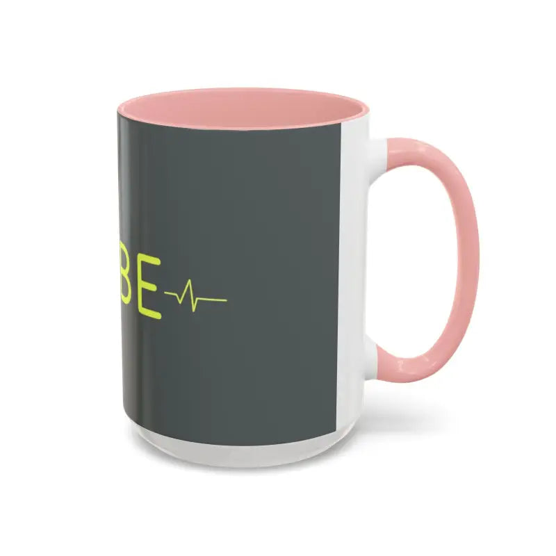 Gray and pink mug from the Vibe Coffee Mug collection with pink and blue interiors