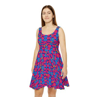 Vibrant Sleeveless Floral Print Skater Dress for Spring - Ocean State Styles