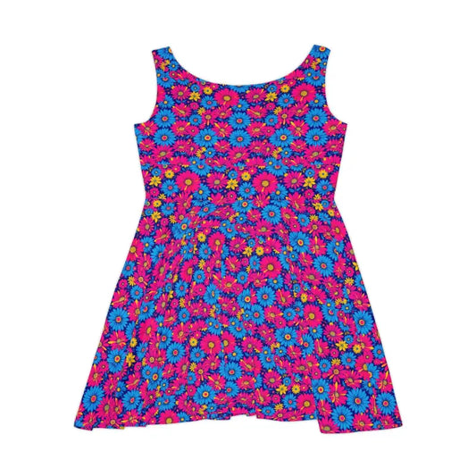 Vibrant Sleeveless Floral Print Skater Dress for Spring - Ocean State Styles