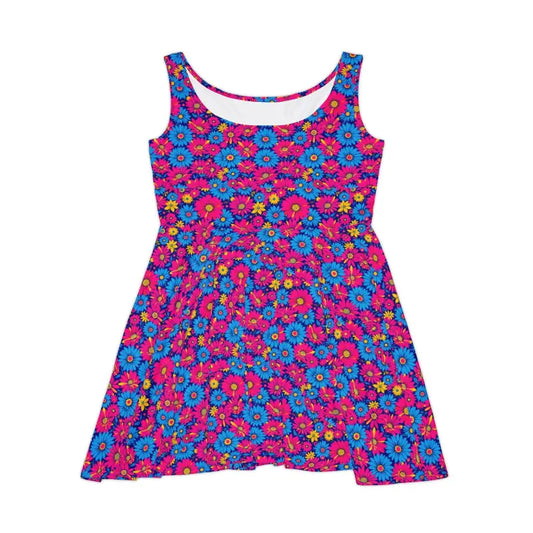 Vibrant Sleeveless Floral Print Skater Dress for Spring - Ocean State Styles