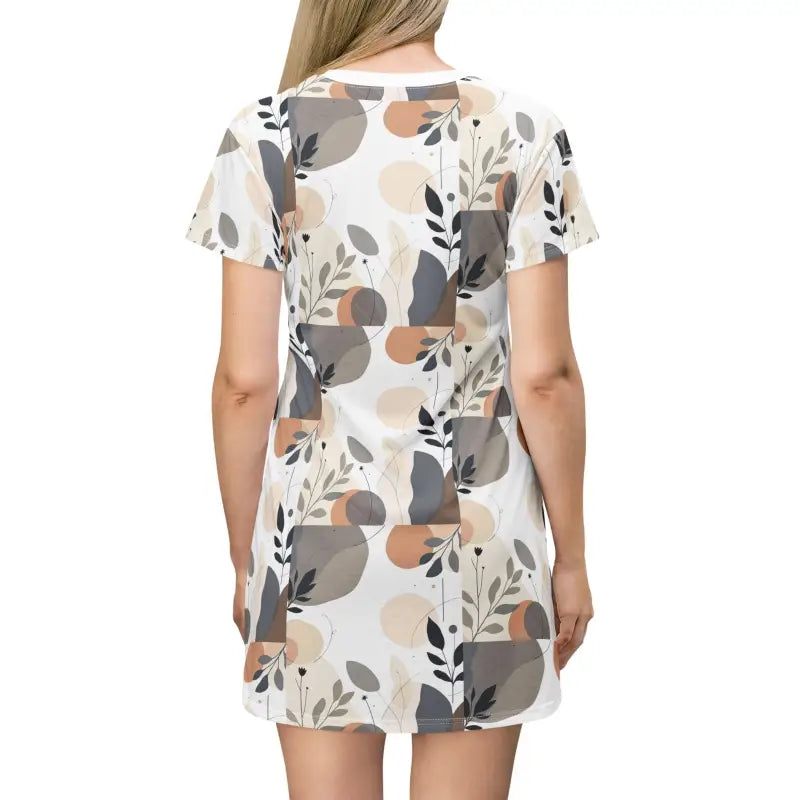 White Abstract Floral T Shirt Dress for Effortless Style - Ocean State Styles