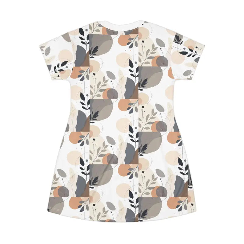 White Abstract Floral T Shirt Dress for Effortless Style - Ocean State Styles