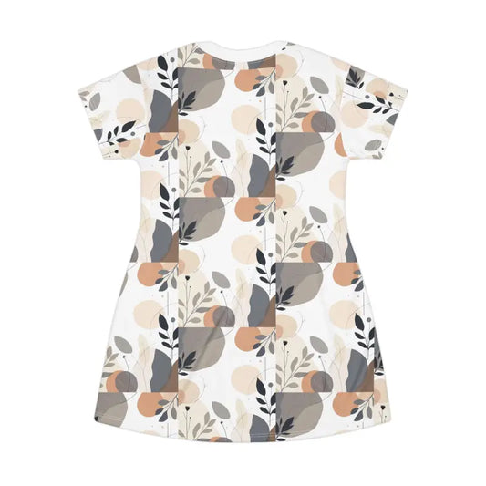 White Abstract Floral T Shirt Dress for Effortless Style - Ocean State Styles