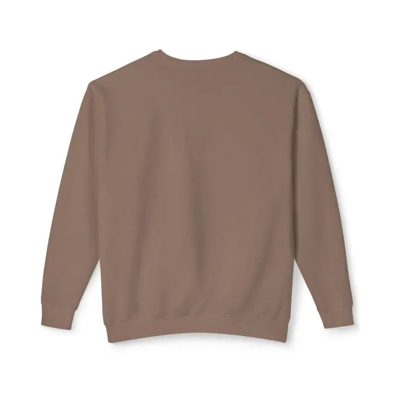 Brown crewneck sweatshirt featuring White All Out of Clucks design for casual wear