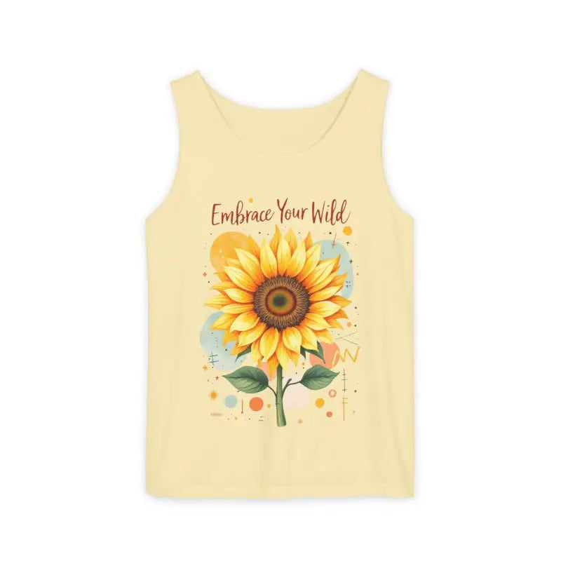 White and Coral Sunflower Tank Top displayed for women and summer fashion