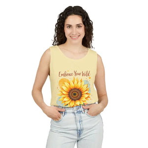 White And Coral Sunflower Tank Tops - Ocean State Styles